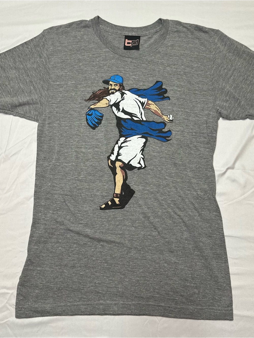 Beautiful Demise Strikeout Jesus Baseball Graphic Tee M